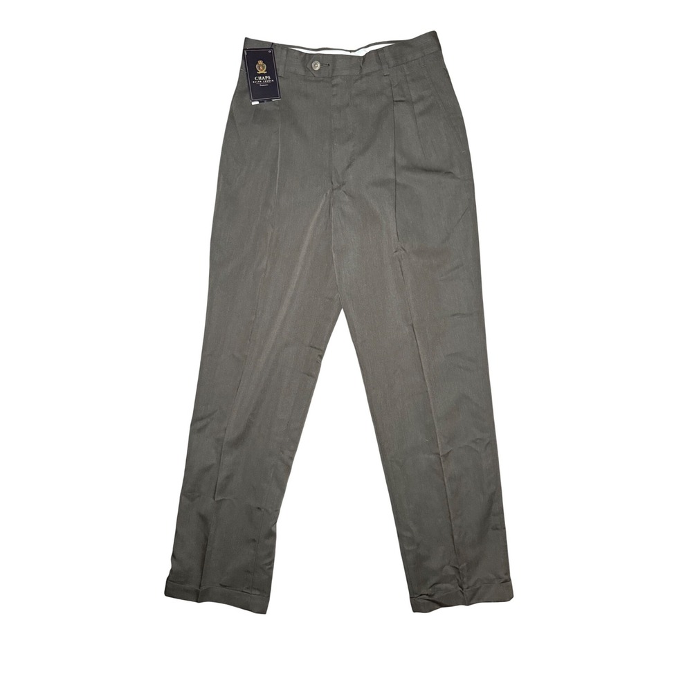 NWT Chaps Ralph Lauren Men Dress Pants 30x32 Brown Cuffed High Rise Trousers